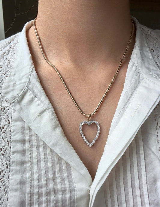 铂金 0.9 CTW 钻石开心心吊坠