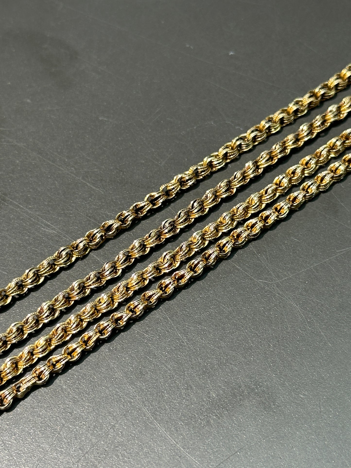 Victorian 14K Gold Enamel Longuard Watch Chain