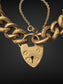 [ON RESERVE] Antique Victorian 18K Gold Heart Padlock Hollow Curb Link Chain 9K