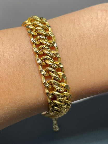Antique French 18K Yellow Gold Repoussé Chain Bracelet