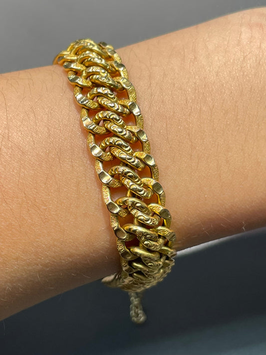 Antique French 18K Yellow Gold Repoussé Chain Bracelet