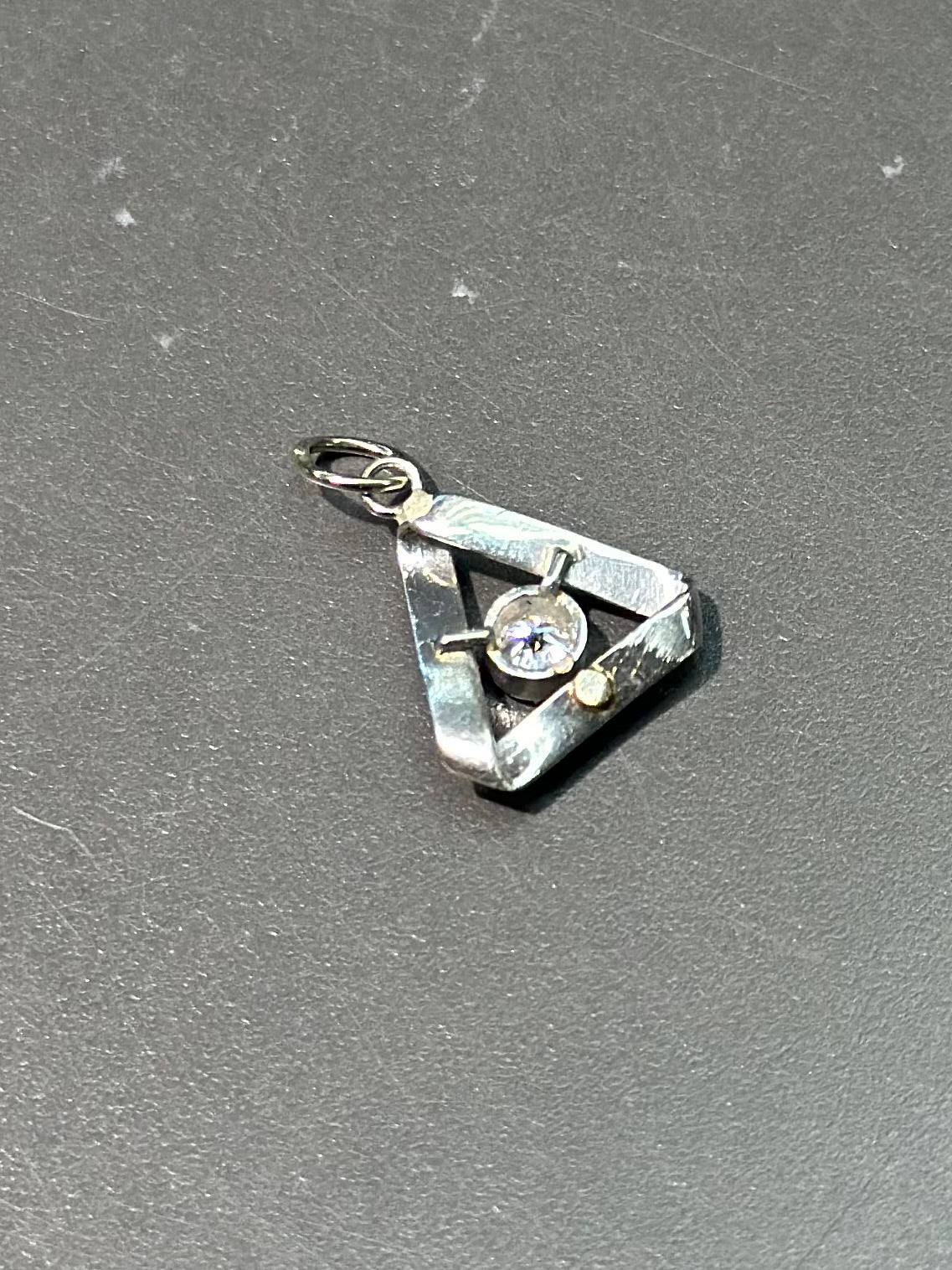 Art Deco Platinum Diamond Triangular Charm