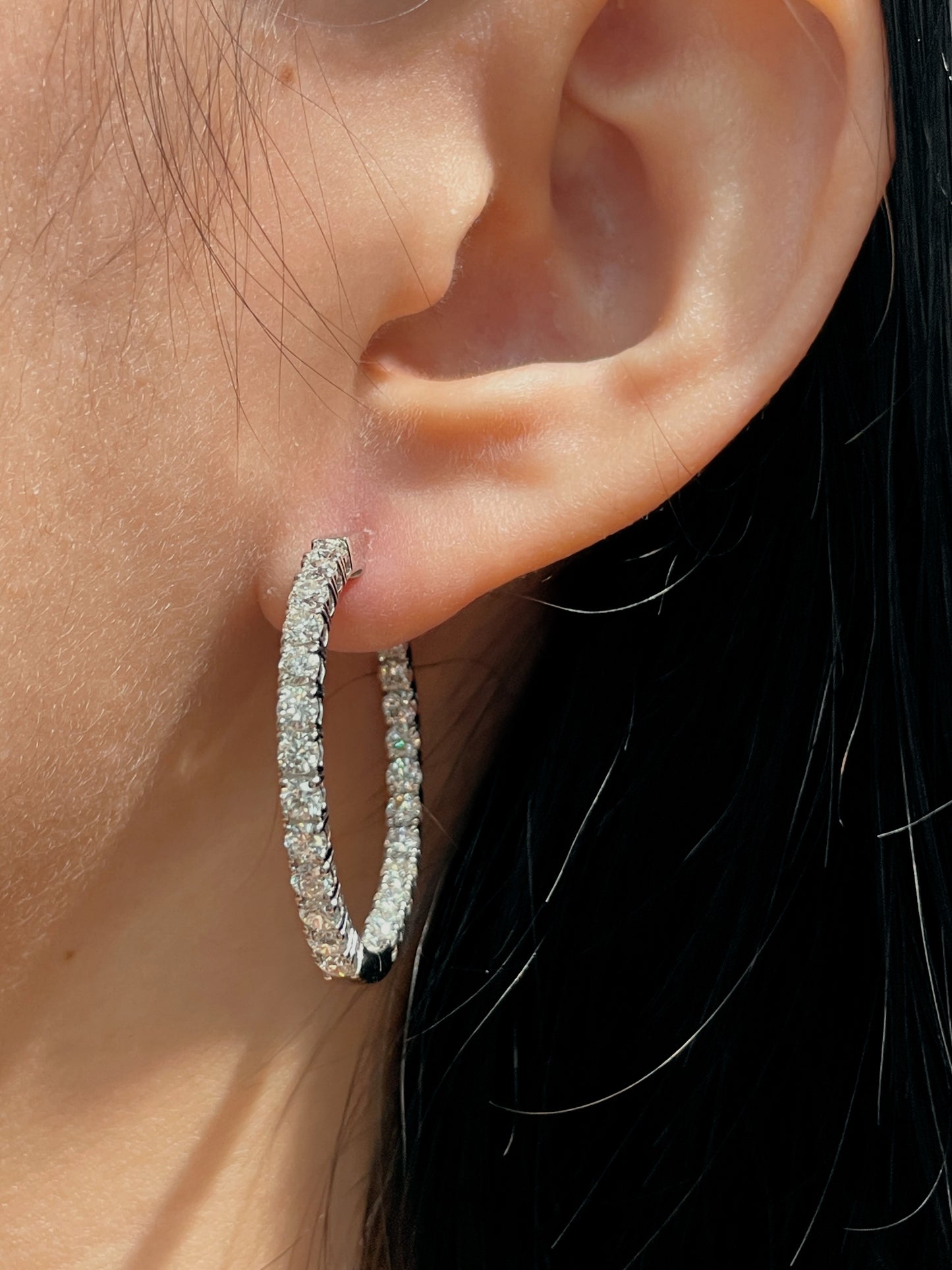 Platinum 4.0 CTW Diamond 30.0 mm Inside Out Hoop Earring