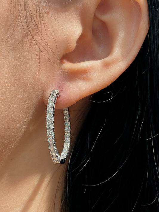 Platinum 4.0 CTW Diamond 30.0 mm Inside Out Hoop Earring