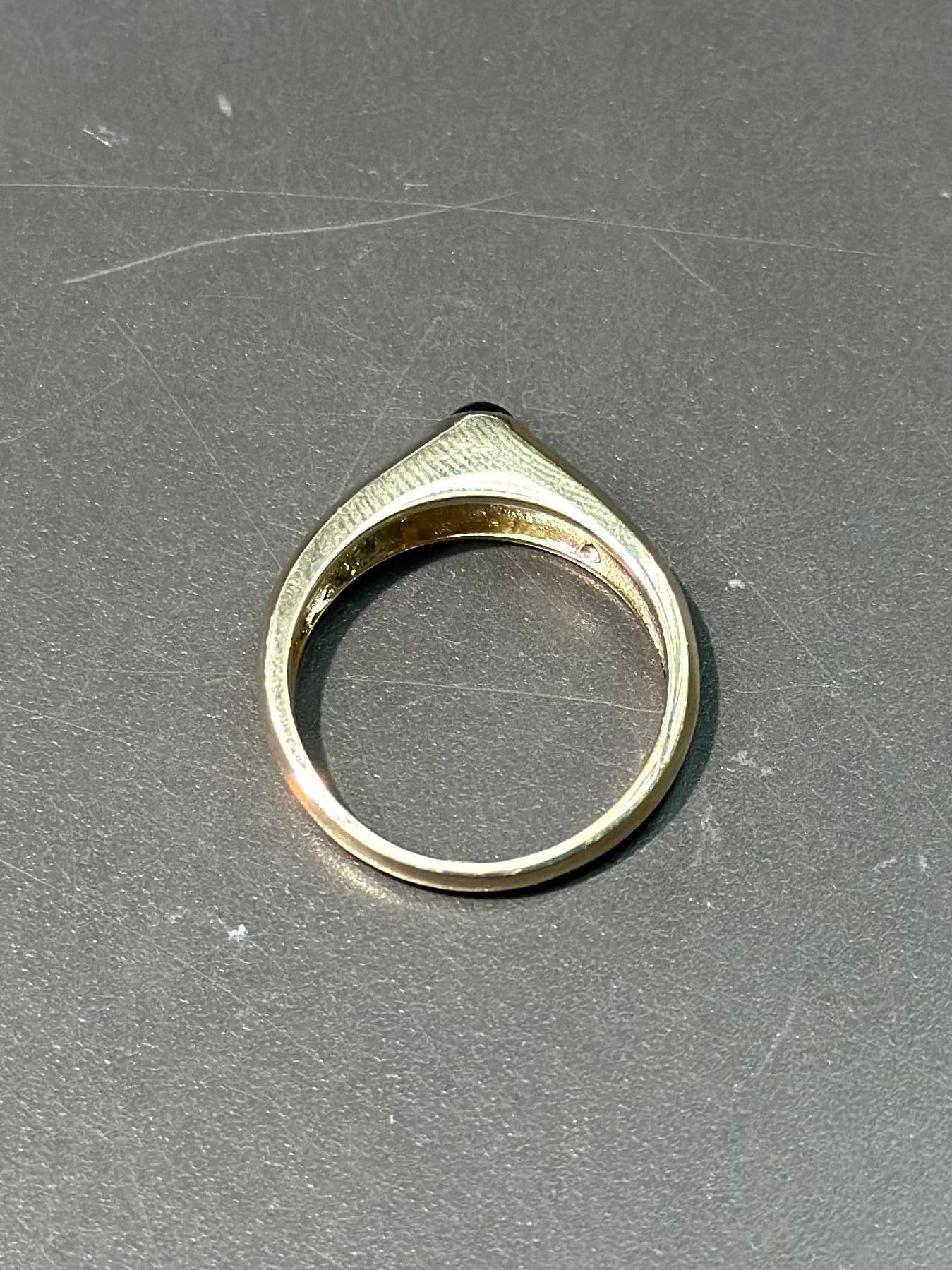 14K 金蓝宝石钻石吉普赛戒指 尺寸 6