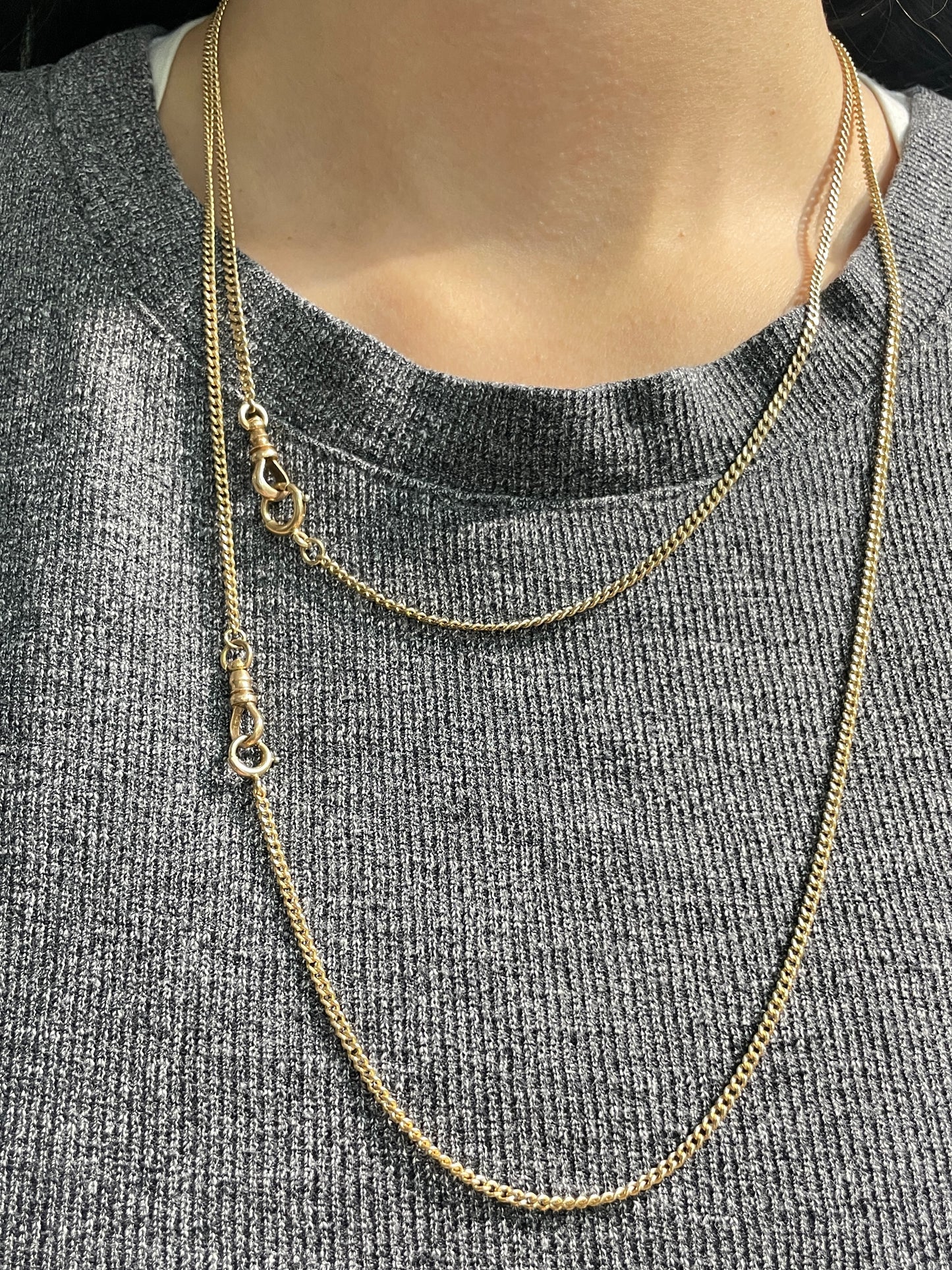 Vintage 14K Gold 2.0 mm Curblink Watch Chain Necklace