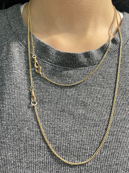 Vintage 14K Gold 2.0 mm Curblink Watch Chain Necklace