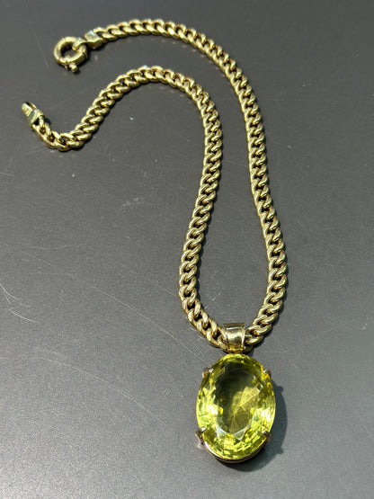 14K 金大黄水晶吊坠
