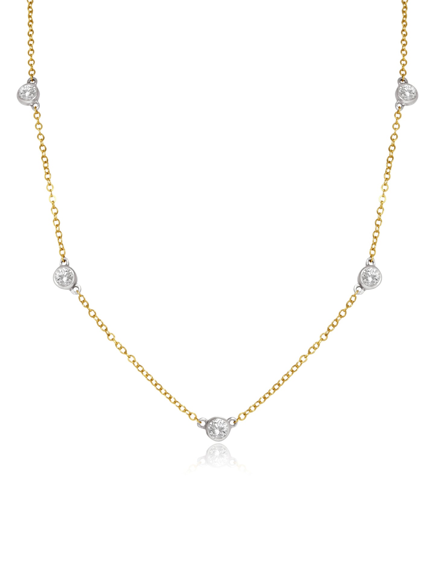 14K Gold 0.75 CTW Diamond By The Yard Chain Necklace