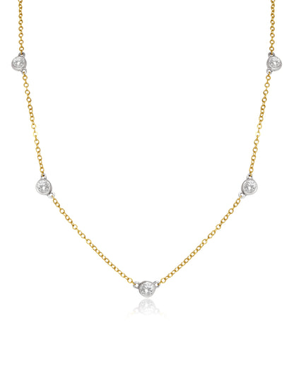 14K Gold 0.75 CTW Diamond By The Yard Chain Necklace
