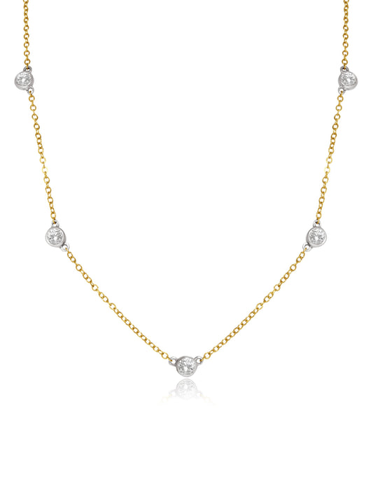 14K Gold 0.75 CTW Diamond By The Yard Chain Necklace