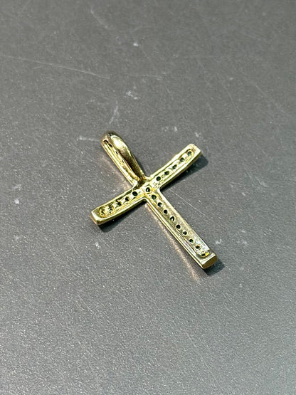 复古 14K 金绿宝石十字架