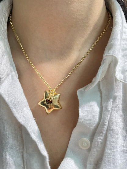 Vintage 14K Gold Puffy Donut Star Charm