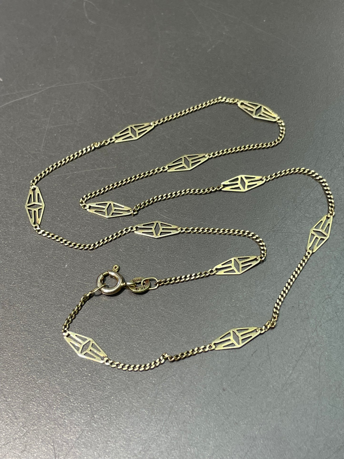 Vintage 14K Yellow Gold Filigree Chain Necklace 16.0 inch
