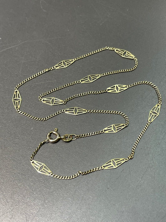 Vintage 14K Yellow Gold Filigree Chain Necklace 16.0 inch