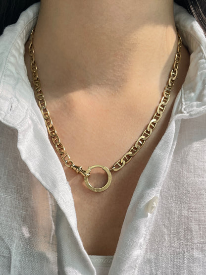 Vintage 14K Gold Mariner Chain Link Watch Chain Necklace
