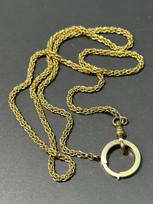 Antique 15K Yellow Gold Fancy Link Watch Chain 24.5”