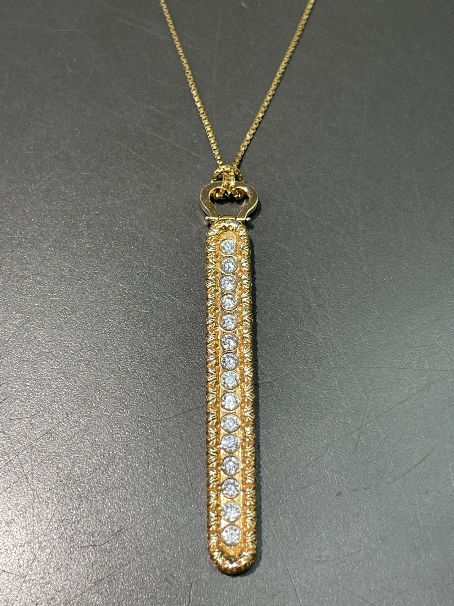 18K Gold Roberto Coin Cento Diamond Bar Pendant Necklace