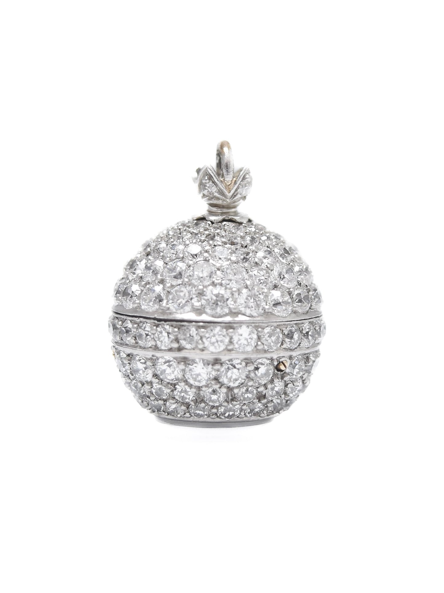 Antique Platinum 7.50 CTW Diamond Onyx Orb Watch Brooch