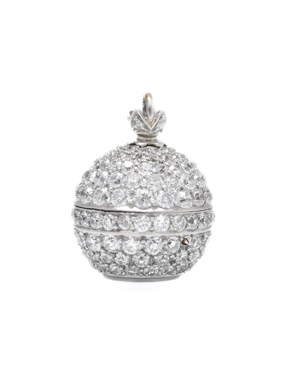 Antique Platinum 7.50 CTW Diamond Onyx Orb Watch Brooch