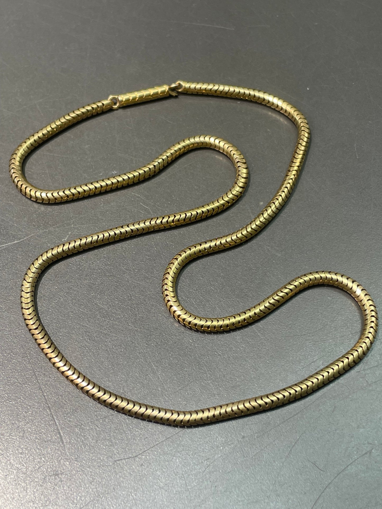 Antique Victorian 14K Yellow Gold Snake Chain Necklace 15.25 inches