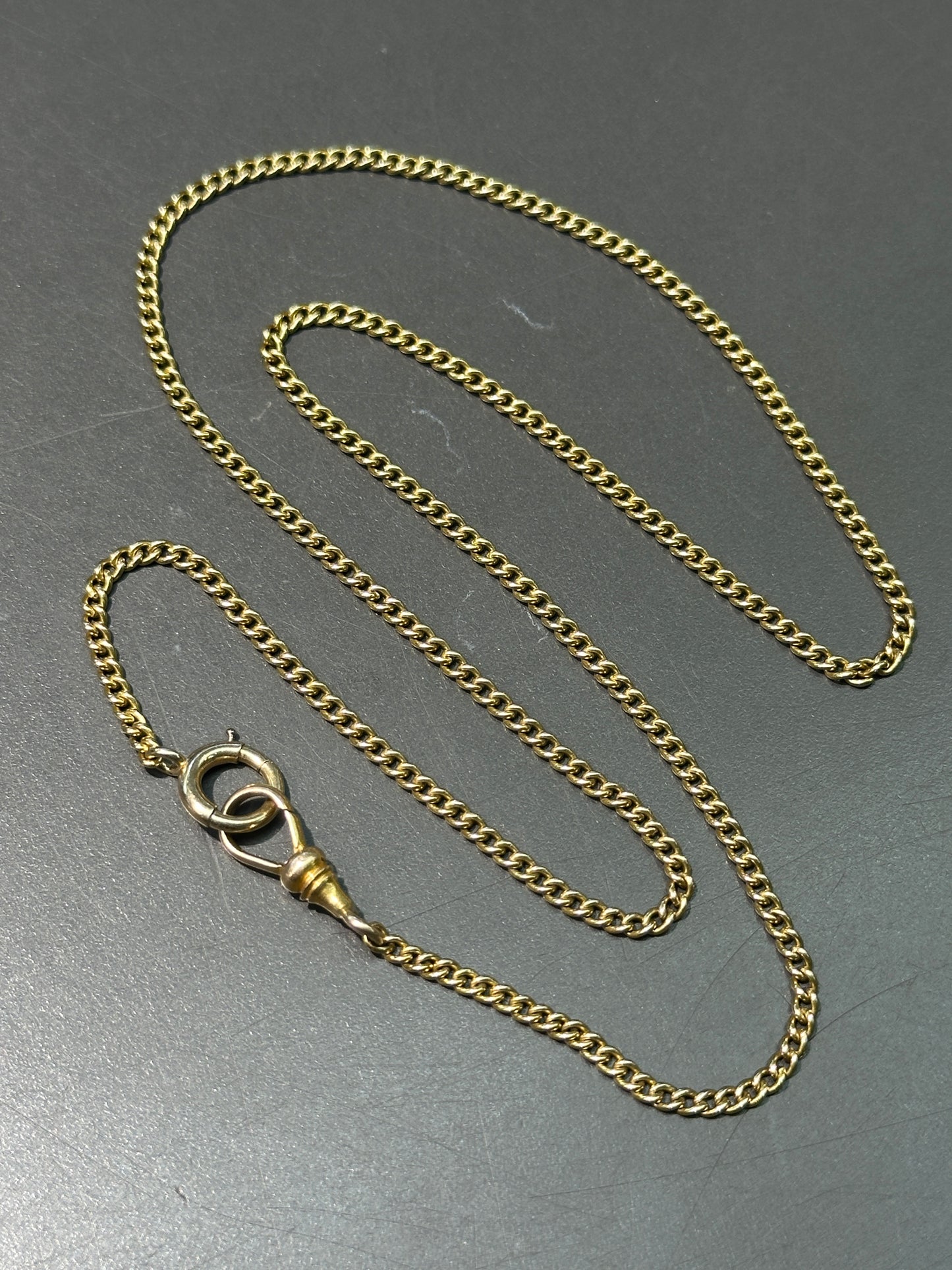 Vintage 14K Yellow Gold Curb Link Watch Chain Necklace 18.0 inch