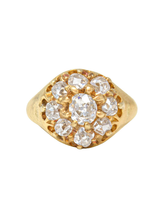 Antique 18K Gold 2.25 CTW Diamond Cluster Ring