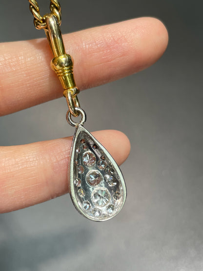 Antique 14K Gold 1.34 CTW Diamond Drop Pendant