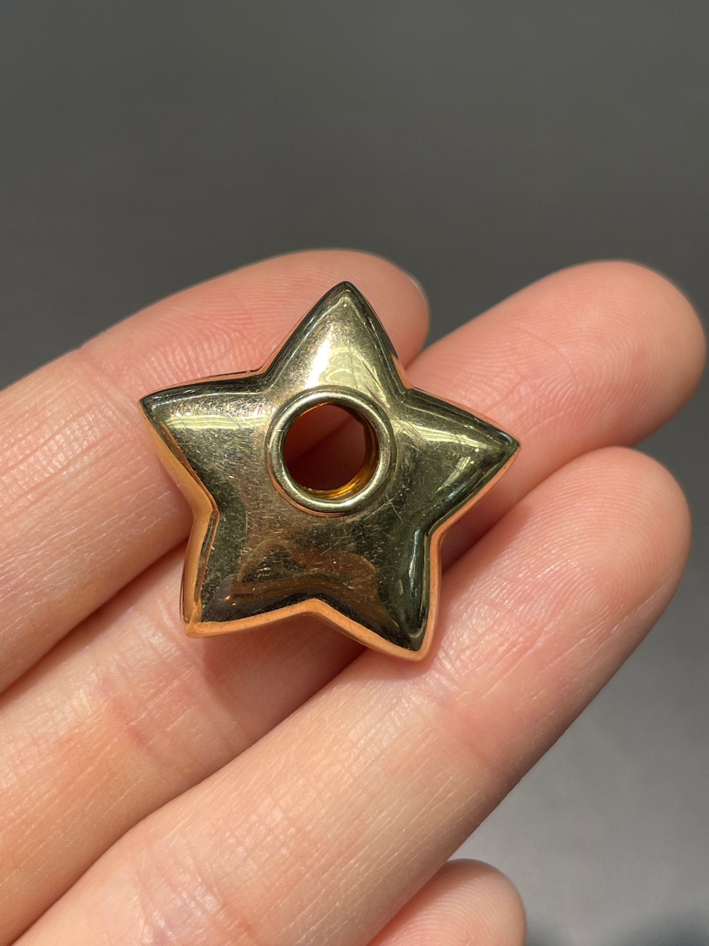 Vintage 14K Gold Puffy Donut Star Charm