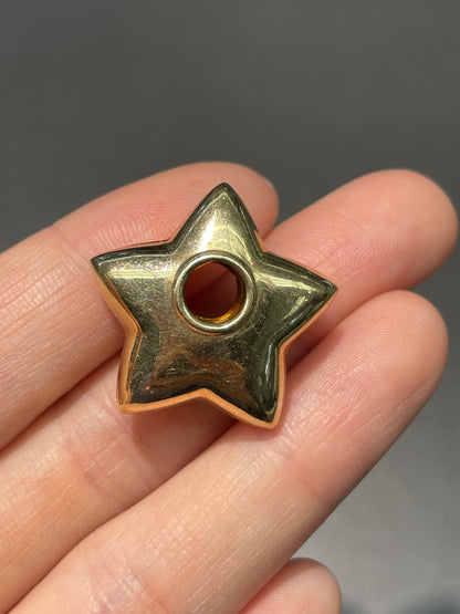 Vintage 14K Gold Puffy Donut Star Charm