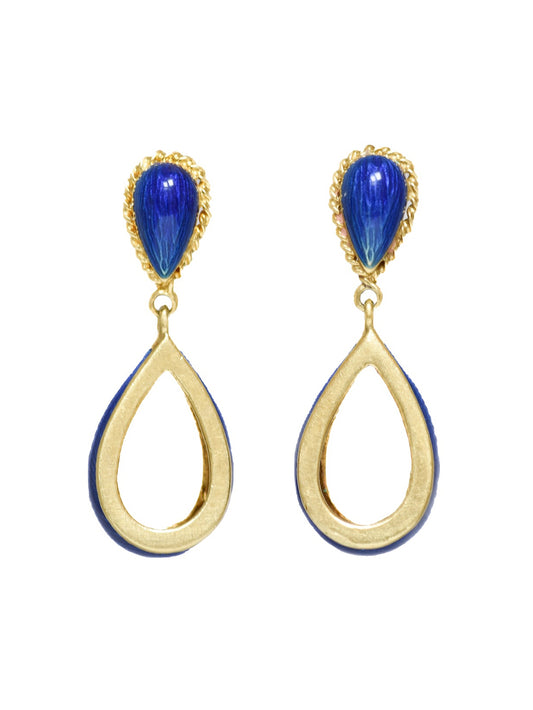 Vintage Tiffany & Co. 18K Gold Guilloche Enamel Drop Earrings