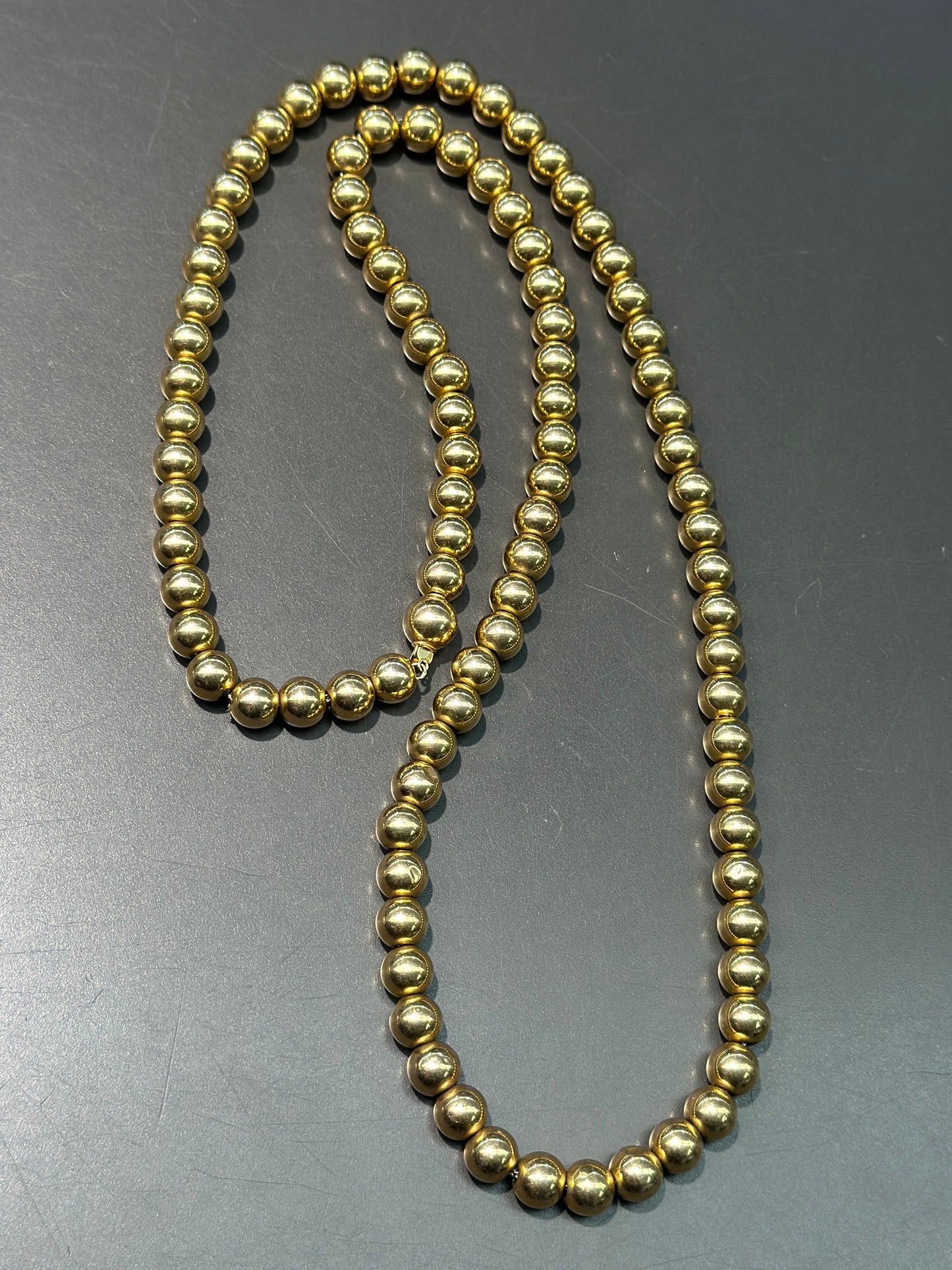 Vintage 14K Gold Bead Necklace 31.5”