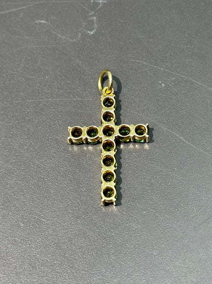 18K 金橄榄石十字架吊坠