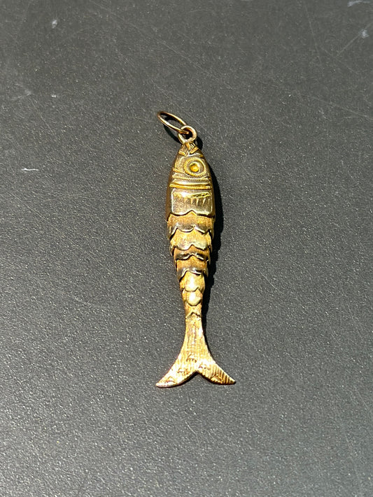 Vintage 18K Gold Articulated Fish Charm