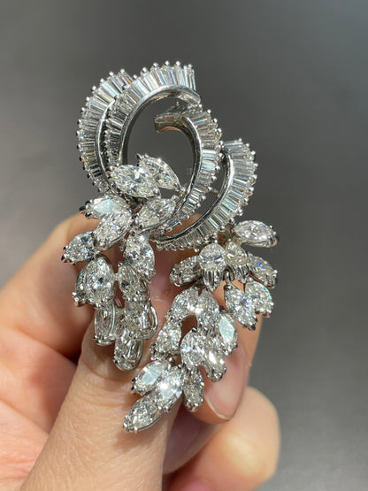 Vintage Platinum 16.52 CTW Diamond Articulating Brooch