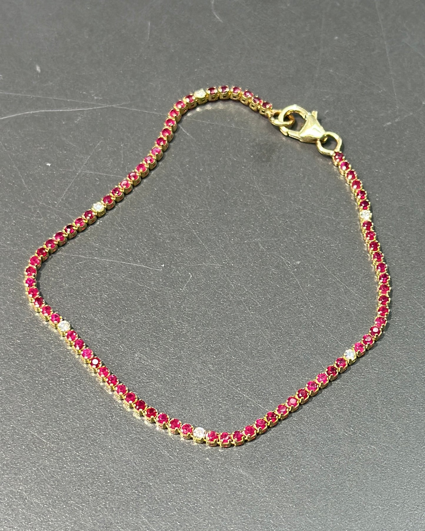 18K Gold Ruby and Diamond Tennis Bracelet