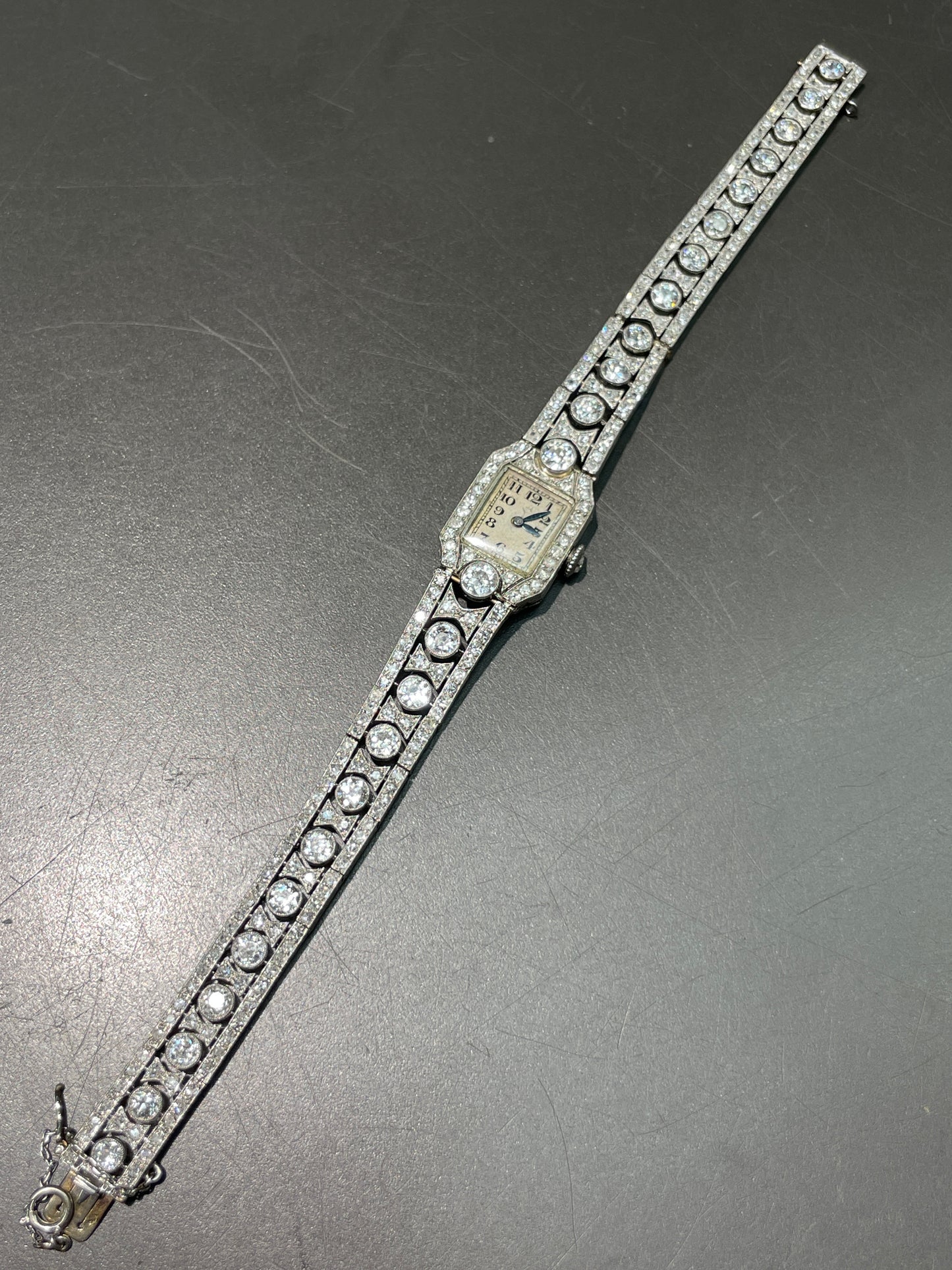 Art Deco French Platinum 8.10 CTW Diamond Watch Bracelet