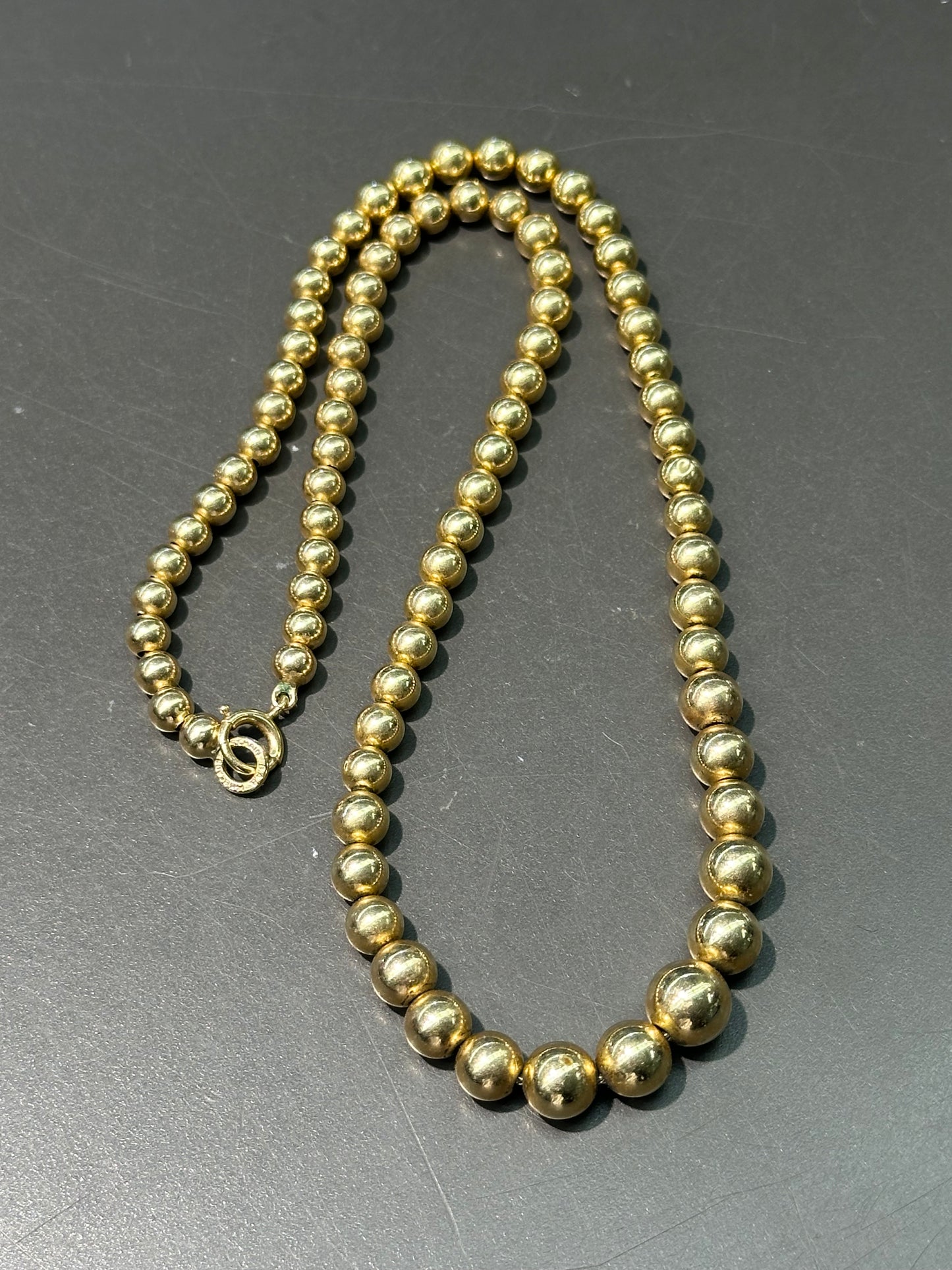 Vintage 14K Gold Graduated Bead Necklace