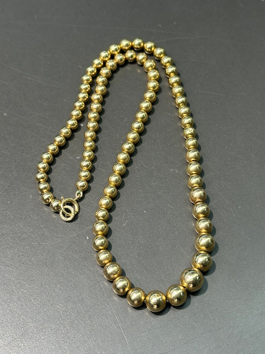 Vintage 14K Gold Graduated Bead Necklace