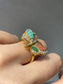 Vintage 18K Yellow Gold Multi Gemstone Butterfly Ring