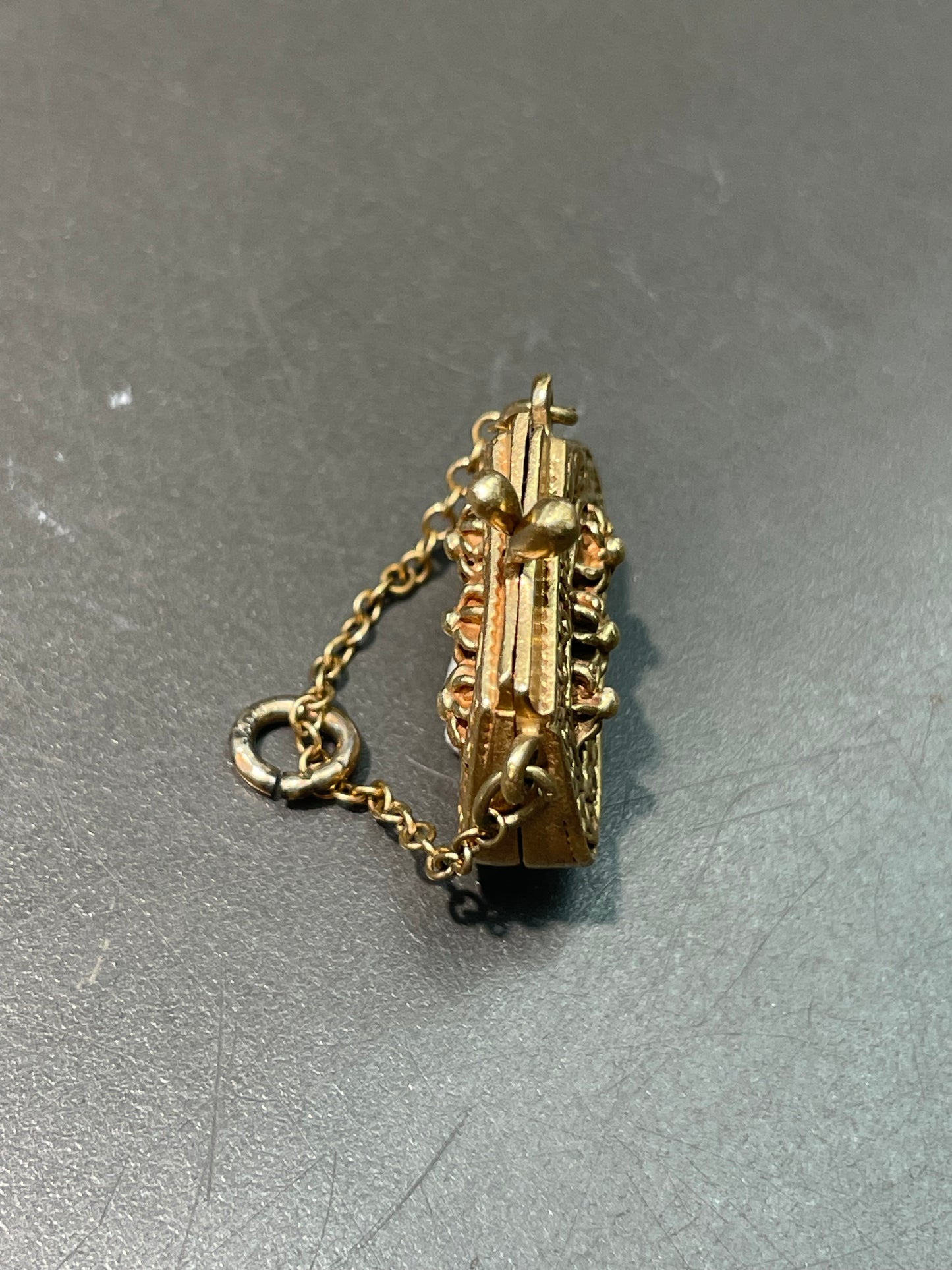 Vintage 14K Yellow Gold Articulated Purse Bag Charm Pendant