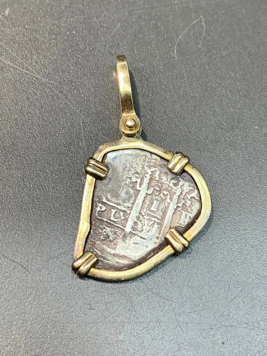 复古 14K 金古董硬币吊坠