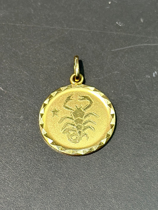 复古 18K 金天蝎座吊坠