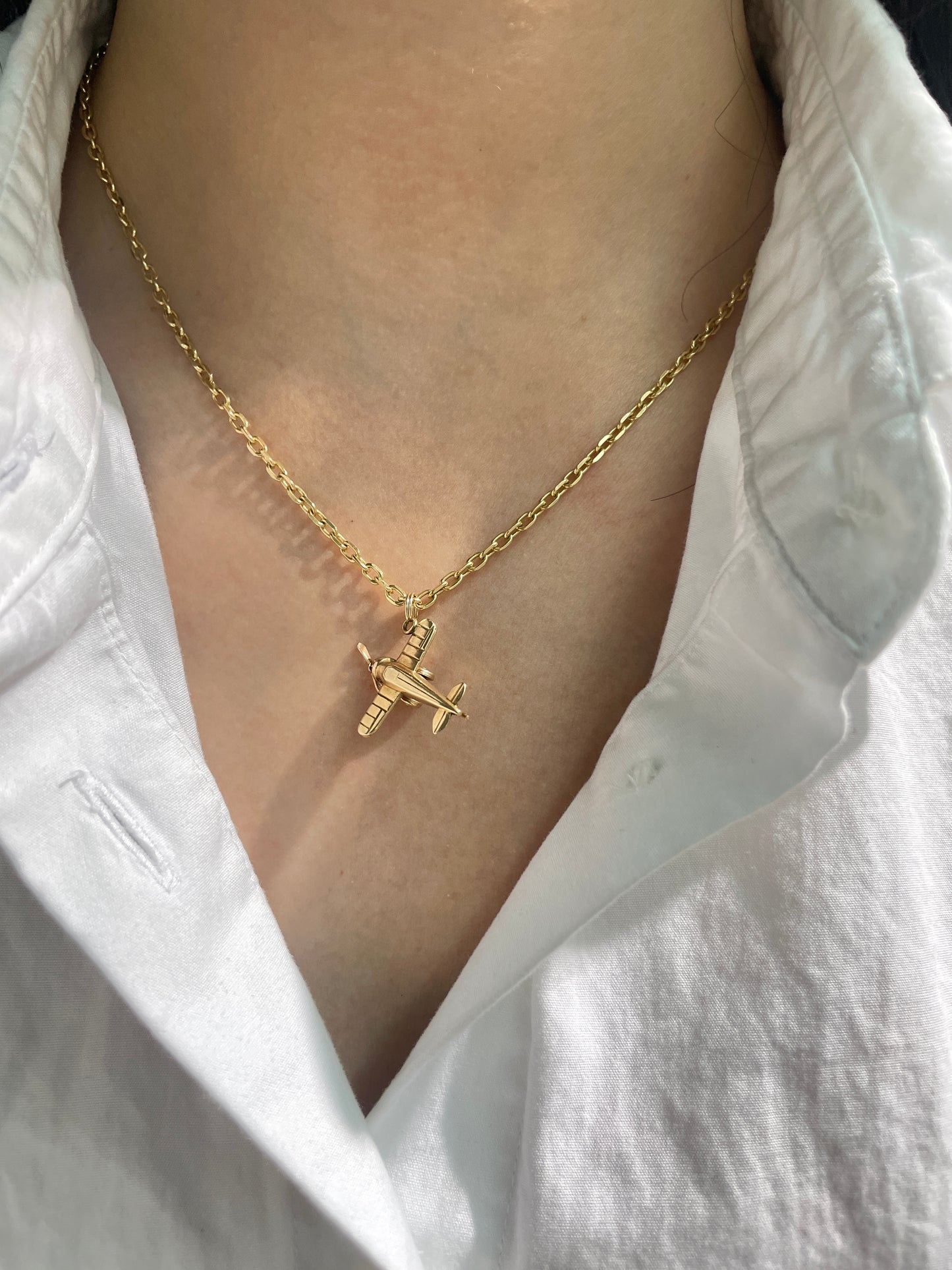 Vintage 14K Gold Articulating Propeller Plane Charm