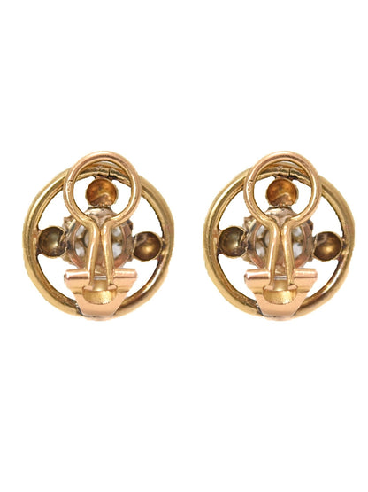 Antique French 18K Gold 1.40 CTW Diamond Cluster Earring