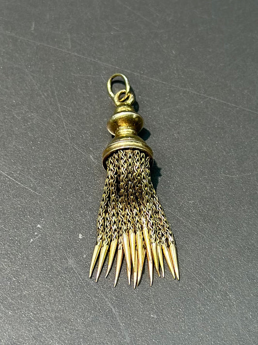 Victorian 14K Gold Spiked Tassel  Pendant