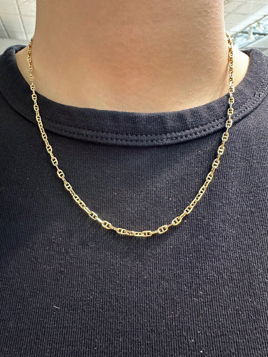 14K 黄金 3.0 毫米实心锚项链