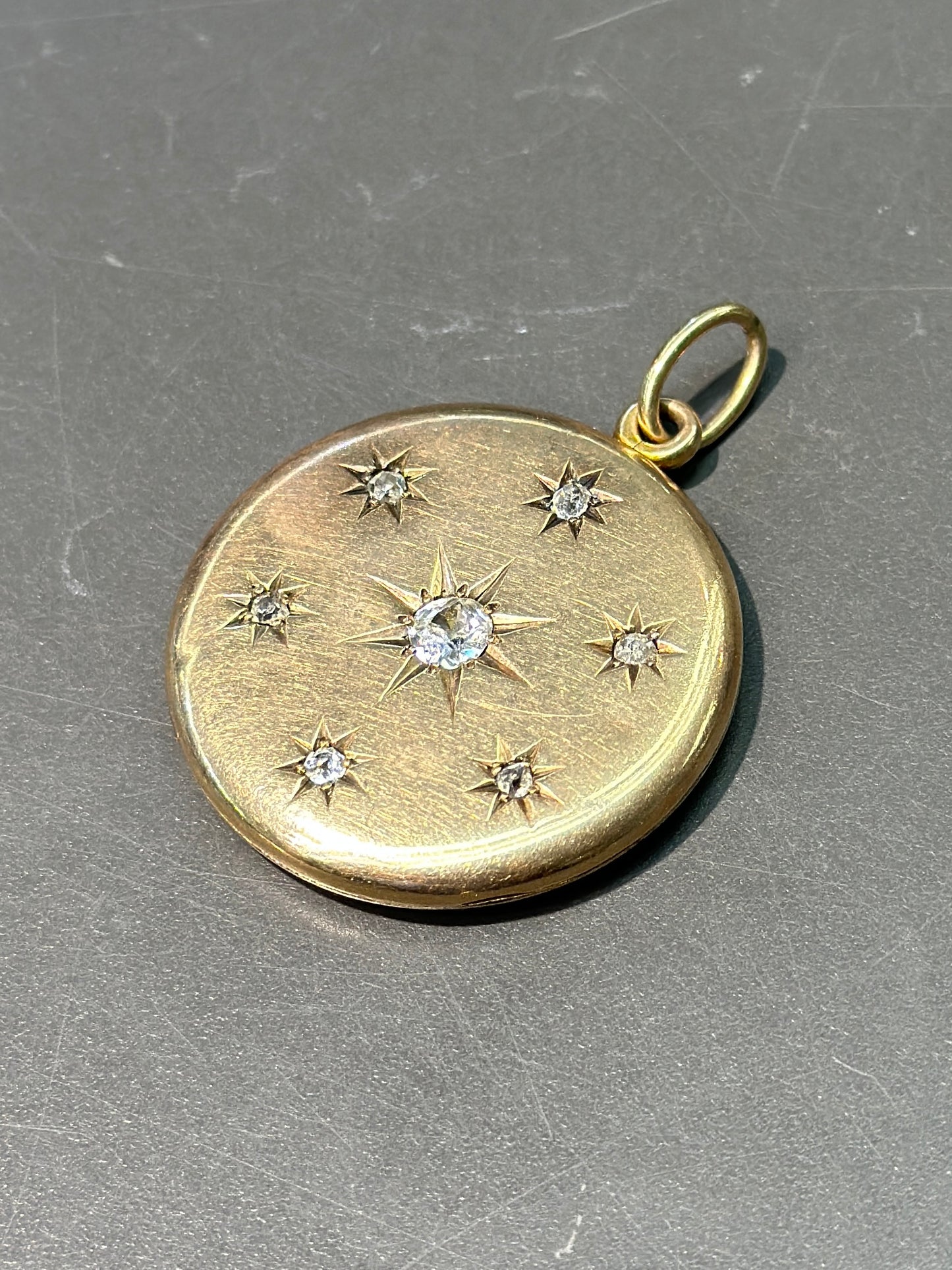 Antique 14K Gold Starburst Circle Locket