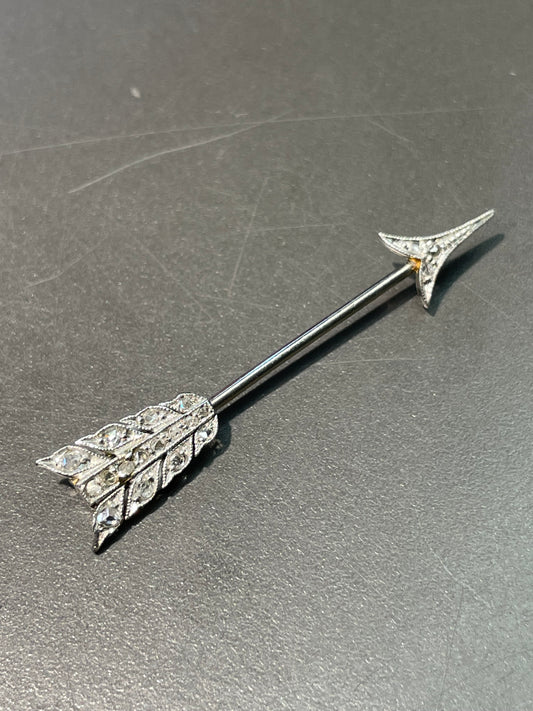 Antique Platinum 0.22 CTW Diamond Arrow Jabot Pin