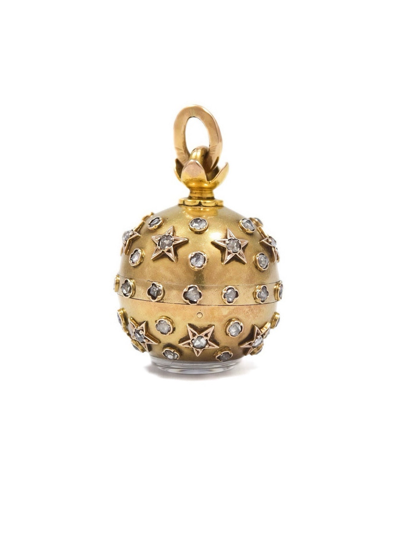 Antique French 18K Gold Diamond Celestial Orb Pendant Watch